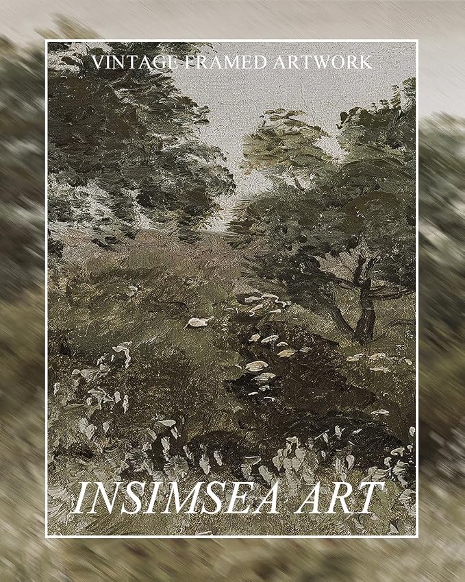 InSimSea Extra Large Framed Vintage Wall Art, Living Room Country Farmhouse Decor, Grassland Landscape Paintings, Canvas Prints, Retro Scenery Long Picture for Bedroom Above of Bed,12x36inch