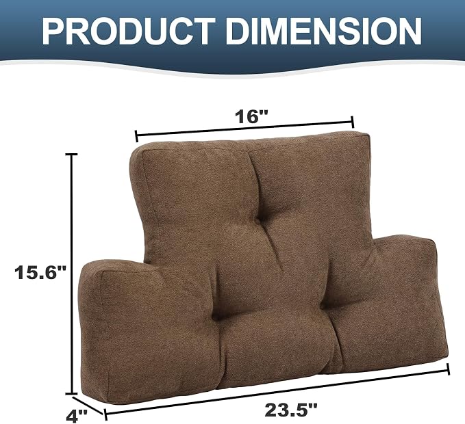 Back Pillow for Recliner Lumbar Support Pillow Soft and Fluffy Back Support Cushion Thick Lumbar Cushion for Chairs, Recliners,Sofa, Couch and Bed for Pain Relief Brown