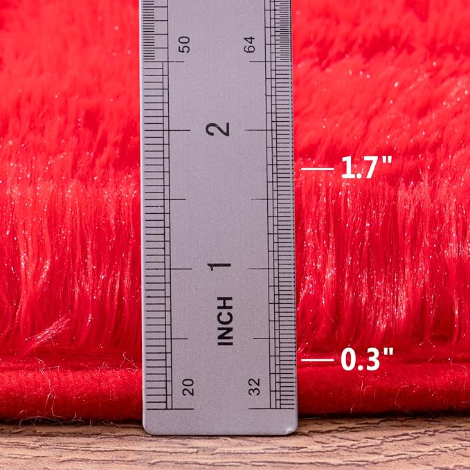 Awaytail Area Rug 6x9 for Living Room Anti Slip - Fluffy Rug for Bedroom Washable - 6 by 9 Carpet Fuzzy Rugs Indoor Red