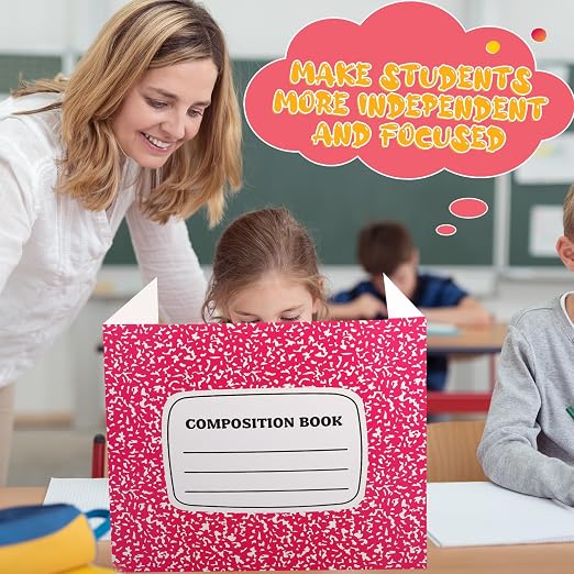 Sherr 30 Pcs School Privacy Boards Bulk for Student Colored Desk Trifold Divider Panels Privacy Partition Folder for School Student Teacher Desk, 15.8 x 13.4 x 11.81 Inch (Rainbow Color,Notebook)