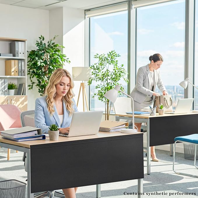 48" Under Desk Privacy Panel Self-Adhesive Modesty Panel 600D Heavy Duty Desk Skirt Privacy Divider for Office Home or Standing Workstation Concealer Shield
