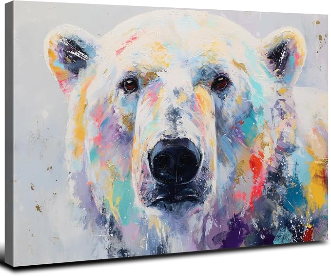 Watercolor Bear Wall Art Nursery Wall Decor Abstract Nature Cute Bear Canvas Picture for Kids Toddler Bedroom Painting Minimalist Safari Animal Poster Prints Artwork Home Playroom Decorations 12x16”