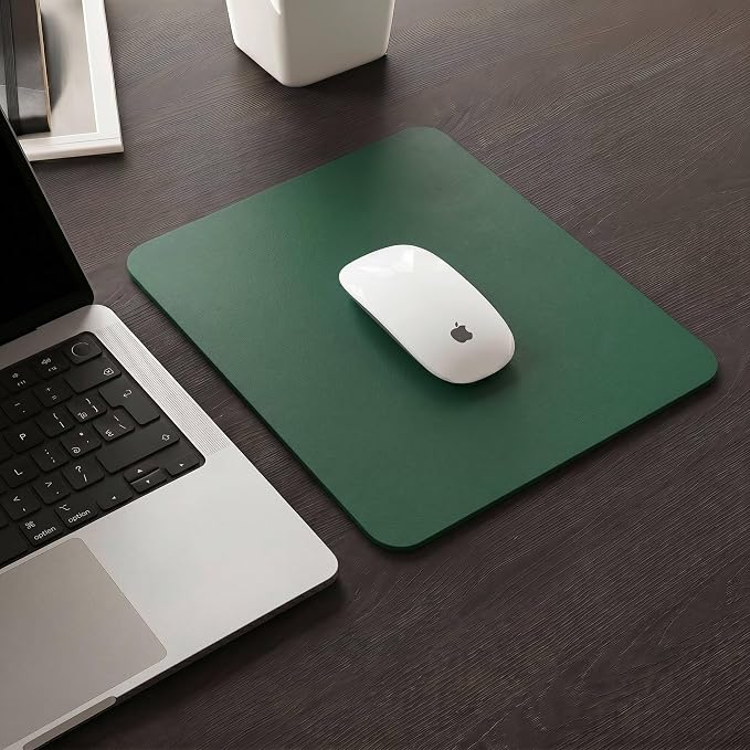 Leather Desk Pad Protector, Waterproof Mouse Pad, PU Desk Mat, Office Desk Cover, Desk Writing Mat for Office/Home/Work/Cubicle (Dark Green) 9x8 in