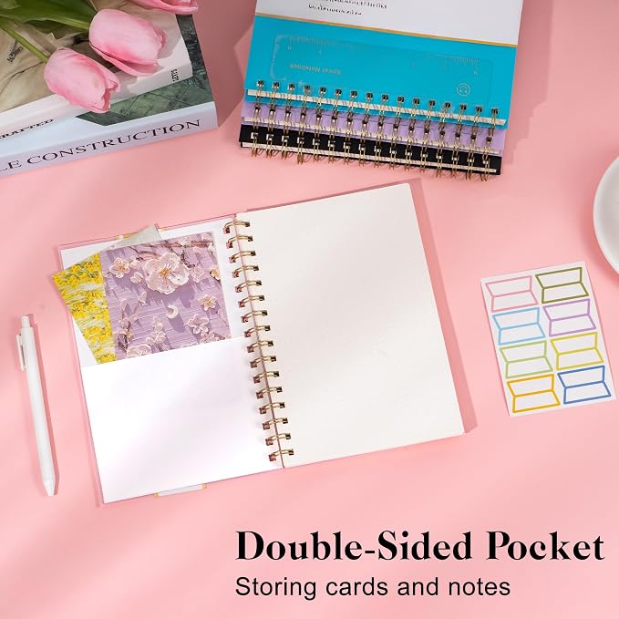 Dot Grid Spiral Notebook A5 Spiral Bullet Dotted Journal 160 Pages Thick Dot Paper Notebooks Plastic Hardcover Spiral Notebook 5x7 Wire Bound Notebooks for Note Taking School Office Supplies,Pink