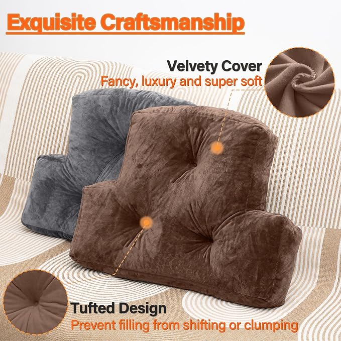 1 MIDDLE ONE Back Pillow for Chair, Memory Foam Lumbar Pillow for Back Support, Back Rest Cushion for Office, Sofa, Couch Sitting, Recliner, Bed and Lower Back Pain (Coffee)