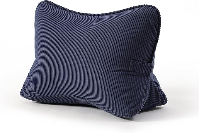 Pat. Pend. Corduroy Wedge Pillow with Lumbar Support, Triangle Cushion for Sofa, Couch, Bed or Recliner, Reading Pillow for Sitting & Relaxing, Navy Blue