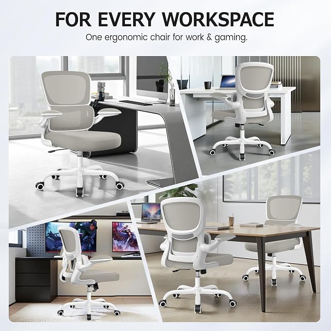 ALLGOD Office Chair Ergonomic Desk Chair, Breathable Mesh Desk Chair Comfy with Lumbar Support, Flip-up Armrests, Computer Chairs Comfortable for Home, Office, Work, Standard, 300Lbs