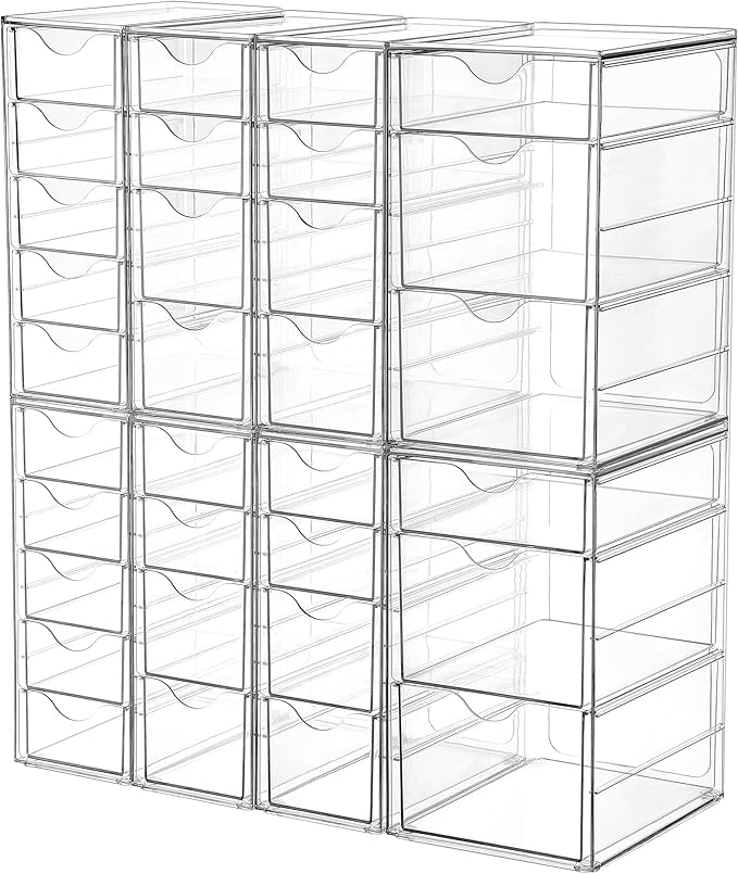 Vtopmart Acrylic Desk Organizer with 32 Drawers for Office, Makeup, Crafts | Clear Storage Drawers for Office Supplies, Desktop Organization for Makeup, Jewelry, Art Crafts, Bead, Pen, Stationary