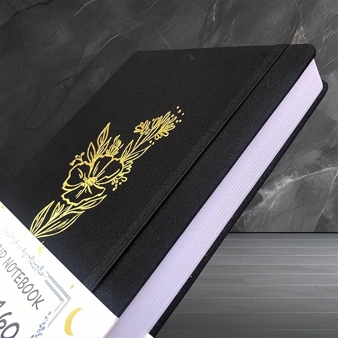 BUKE Dotted Notebook - Cotton Fabric Hardcover - 160gsm Thick Bamboo Paper - A5 Size Dotted Journal - 5x5mm DOT GRID Layout 160 Pages With Gift Box (BKC-2B)
