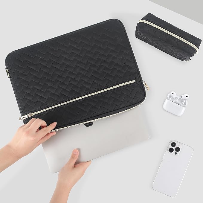 DOMISO 14 inch Laptop Sleeve for MacBook Air/Pro 14 inch MacBook Pro 14 Case Compatible with MacBook Pro 14 inch M4 M3 Protective Computer Sleeve 14 inch Laptop with Small Case, Black