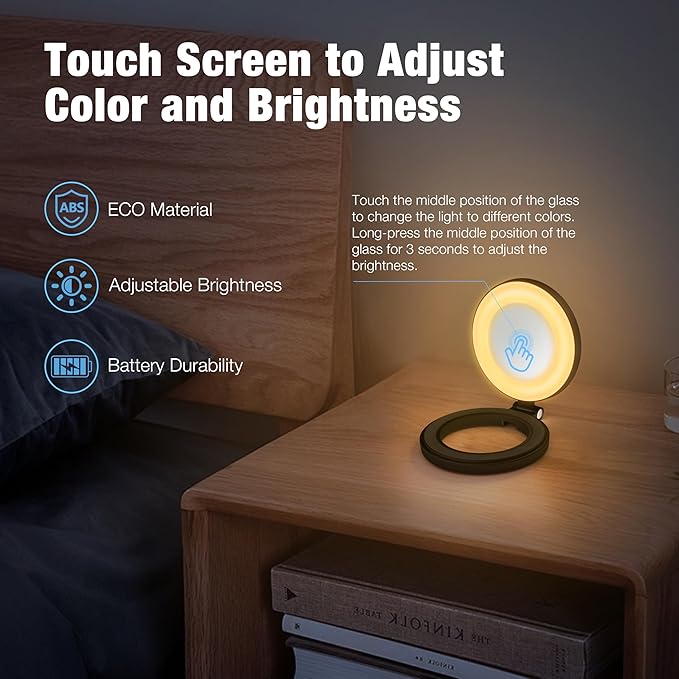 Magnetic Selfie Light for Laptop, iPhone, iPad, Built-in Mirror, Portable Phone Ring Light with 3 CCT & 10 Levels of Brightness, Selfie Ring Fill Light for Streaming, Vlogging, Podcasting