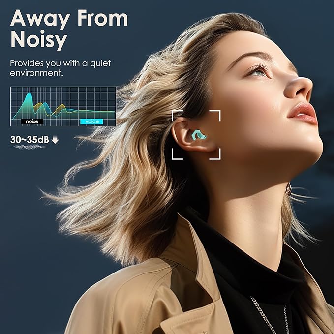 Ear Plugs for Sleeping Noise Cancelling,30-35dB NRR Silicone Earplugs with 5 Ear Tips in S/M/L,Ear Plugs for Noise Reduction for Sleep,Hearing Protection,Noise Sensitivity