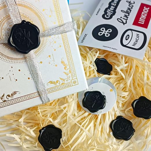 50 Pcs Black Wax Seal Stickers - Rose Style, Self Adhesive Wax Seal for Wedding Invitation, Good Adhesion, Black Rose Envelope Seals Stickers Perfect for Wedding Invitation, Scrapbooking