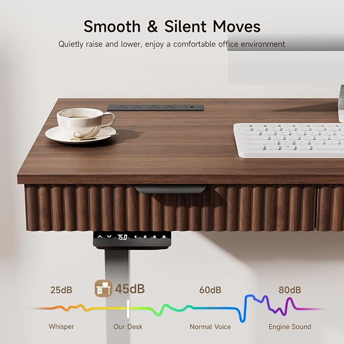 55" Electric Standing Desk with File Cabinet,Height Adjustable Desk,Walnut | Standing Desk with Drawers, Roilling Filing Cabinet, File Cabinet with Drawers, Adjustable Desk for Home Office, Work, Study