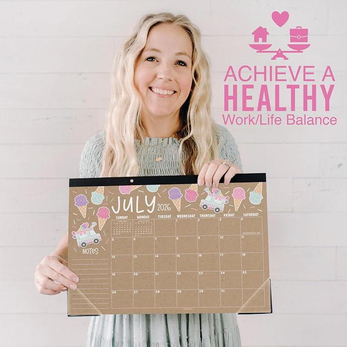 Hadley Designs Large Teacher Desk Calendar 2026-2027 - Desktop Calendar 2026, 18-Month Desk Calendars for Home, Office & Classroom, Cute Classroom Must Haves, Back to School Teacher Gifts