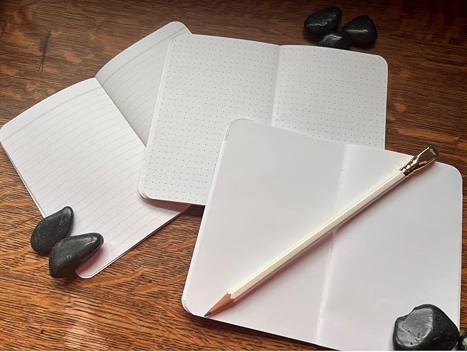New Leaf Green Notes™ Memo Books, Sustainably Designed, 100% Recycled Paper, Chestnut Redwood and Ash Embossed Covers, Blank Lined and Dotted Page Mixed Pack, 3.5" x 5.5", 3 Books Per Pack