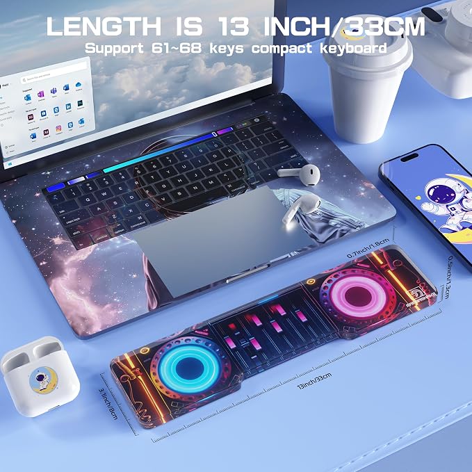 Punk Acrylic Keyboard Wrist Rest - Compact 60% Keyboard- Mechanical Keyboards Ergonomic Palm Rest for Computer Keyboard,Anti-Slip Base,Wrist Pad for Laptop,Office & Home-Easy Typing