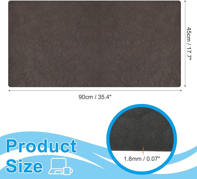 PATIKIL 35.4" x 17.7" Leather Desk Pad Protector, Large Dual-Sided Desk mat Waterproof PVC Leather Mouse Pad for Laptop Computer Writing Desk Table Gaming Home, Coffee/Black