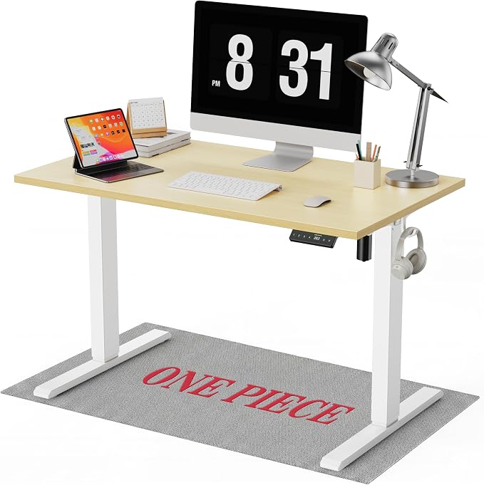 WALKINGDESK 40x24 Inches Whole Piece Electric Standing Desk, Seamless One Piece Height Adjustable Sit to Stand up Desk for Home Office, Ergonomic Computer Workstation, Oak