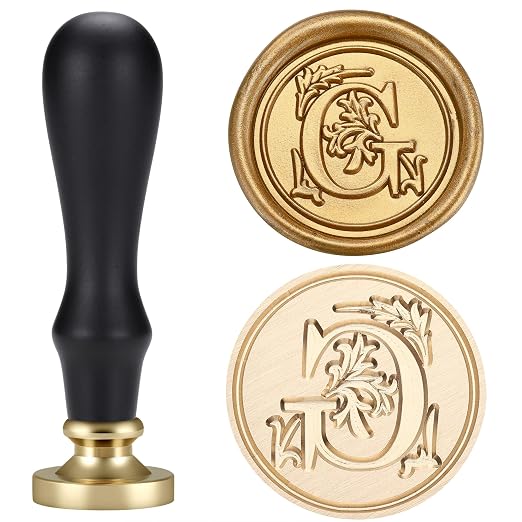 Yoption Traditional Initial Alphabet Wax Seal Stamp with 120 Antique Gold Wax Seal Beads Kit for Wedding Engagement Party Invitation Envelope Christmas Gift Wrap - Letter G