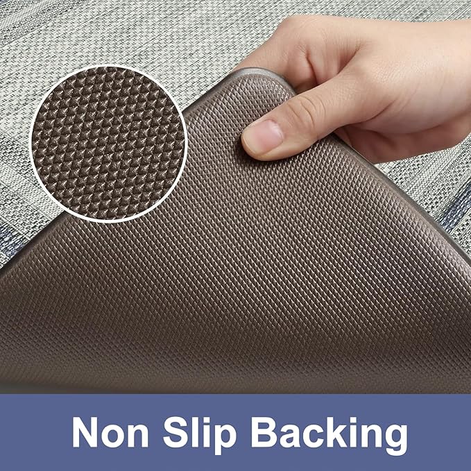 KIMODE Anti Fatigue Kitchen Mats for Floor 2 Piece, Farmhouse Kitchen Rugs Non Slip, Padded Kitchen Floor Mats Non Slip, Cushioned Standing Mats for Sink Laundry Desk Blue Grey 20"x59"+20"x32"