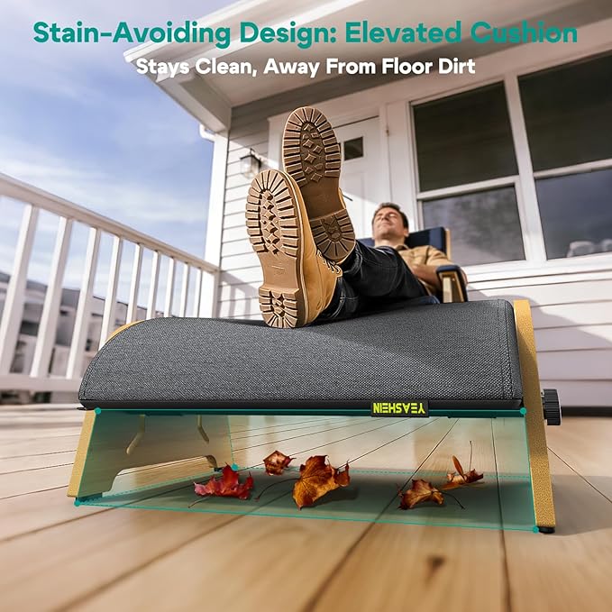 Ergonomic Foot Rest Under Desk at Work, Bamboo Wood Adjustable Foot Stool Under Desk with 6 Positions, Office Footrests with Memory Foam, Leg Rest Used for Car, Home, PC Gaming Accessories