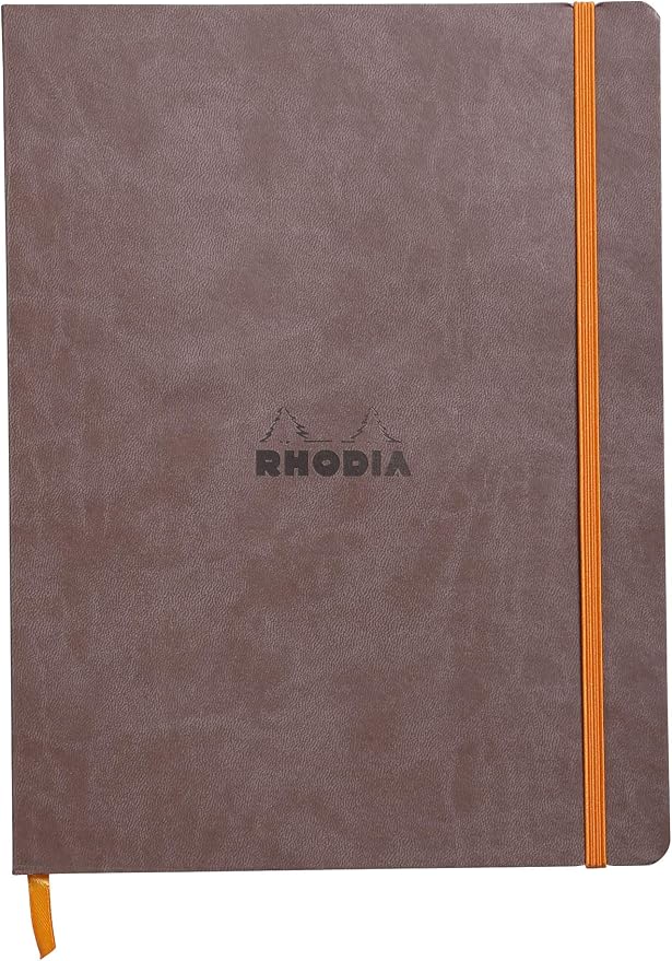 Rhodia Rhodiarama SoftCover Notebook - 80 Dots Sheets - 9 3/4 x 7 1/2 - Chocolate Cover, 117553C
