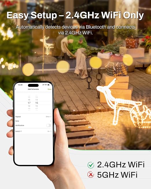 BN-LINK Smart WiFi Heavy Duty Outdoor Outlet, Timer and Countdown Function, No Hub Required for Outdoor Lights, Compatible with Alexa and Google Assistant (Outdoor) 2.4 GHz Network only