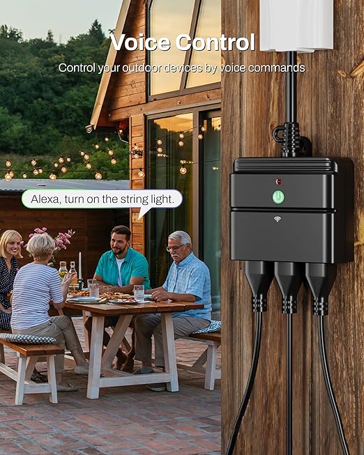 BN-LINK Smart WiFi Heavy Duty Outdoor Outlet, Timer and Countdown Function, No Hub Required for Outdoor Lights, Compatible with Alexa and Google Assistant (Outdoor) 2.4 GHz Network only