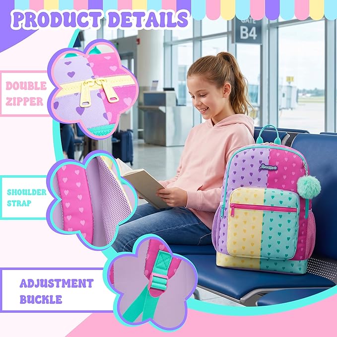 School Backpack for Girls,Kids Backpack with Lunch Box,Lightweight Elementary Bookbag for Girls, Cute Backpacks for School & Travel