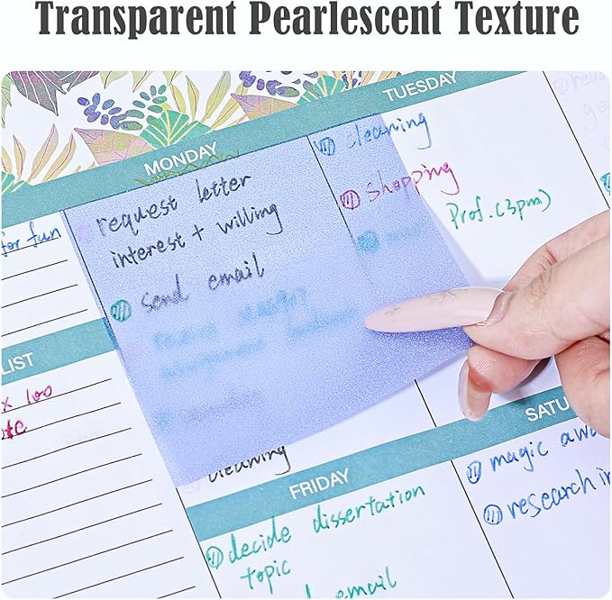 BAYTORY 240 Sheets Pop Paper Up Transparent Glitter Sticky Notes, 1Pc Double Maker Pen, Waterproof Self-Stick Note, 3 x 3 Colorful Self-Adhesive Note for Bible Accessories (Green & Pink & Blue)