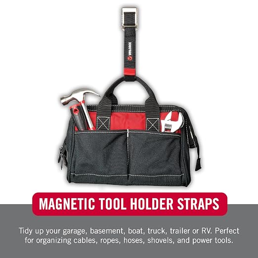 VELCRO Brand Heavy Duty Magnetic Storage Strap, Magnetic Hooks with Straps, Holds 15lbs, These Small Gifts for Men Simplify Storage on Any Metal Surface and Organize Tools and Cords Instantly