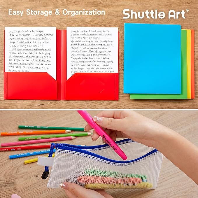 Shuttle Art 102 PCS Back to School Supplies Kit, School Supply Box for Grades K-5, School Supplies for Kids and Students, Including Pencils, Pens, Markers, Erasers, Notebooks, Folders and More