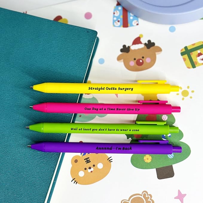 Surgery Recovery Gifts Ballpoint Pen Set of 4 Get Well Soon Gift for Women Men After Surgery Presents for Sick Friends Chemo Breast Cancer Survivor Hysterectomy Feel Better Christmas Self Care Gift