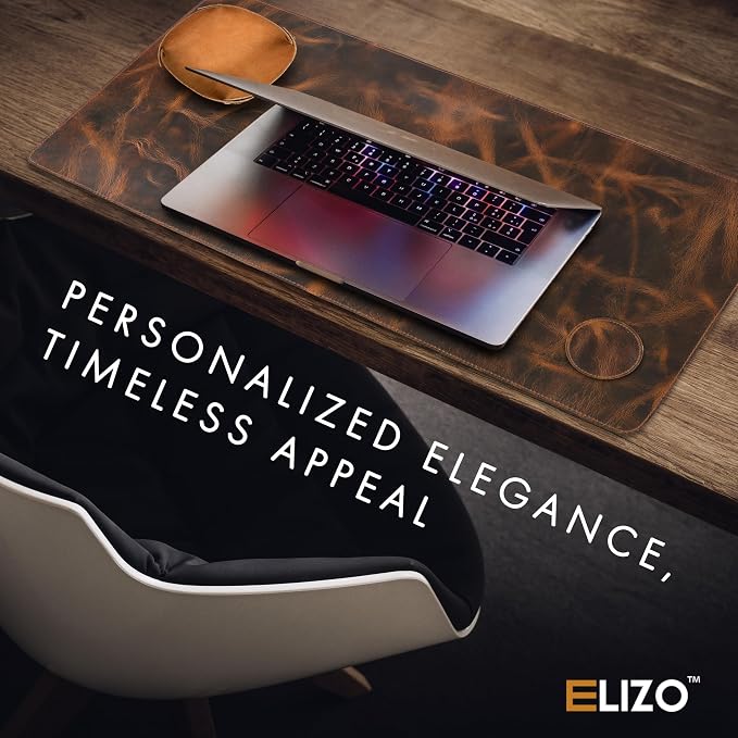 ELIZO Leather Desk Pad Real Leather Desk Mat Desk Cover Desk Blotter Desk Protector Large Computer Mat for Keyboard Gaming Mouse Pad (2-Layer 3mm) Table Laptop Mat Office Desktop Accessories