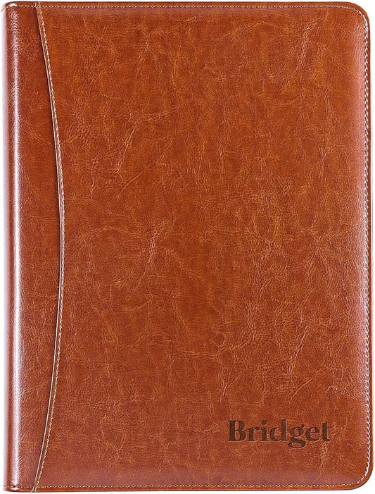 Personalized Portfolio Organizer for Coworkers, Customized Portfolio Planner, Men Leather Padfolio with Zip, Gift for Graduation R.N. Dr Police Lawyer, Birthday Gifts for Men Husband Father Son Him