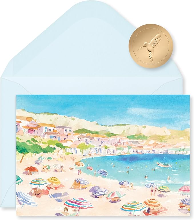 Papyrus 14-Count All-Occasion Blank Stationery Note Set, Watercolor Beach Scene