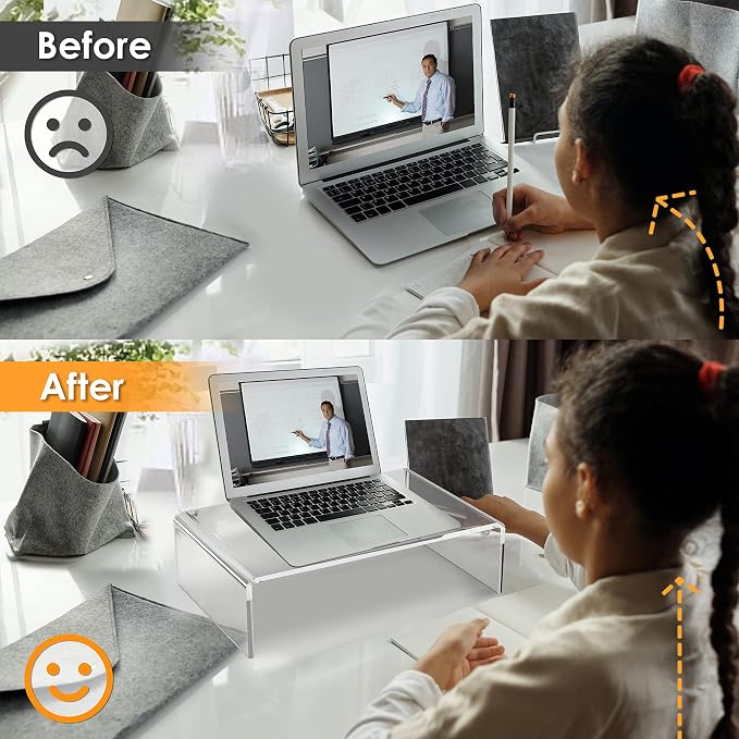 2 Pack Acrylic Monitor Stand Riser Clear Computer Monitor Stand | Acrylic Monitor Stand Riser Clear Computer Monitor Stand