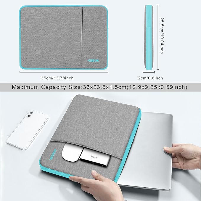 Hseok Laptop Case 13.3 Inch Sleeve Recycled Water Resistant Cover for MacBook Pro 14" M4 M3 M2 M1 and All Model 13.3" Mac Air/Pro, XPS 13 14 and Most Popular 13"-14" Notebooks,L02G02