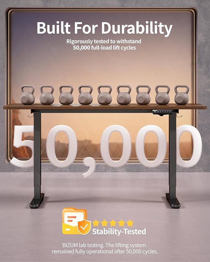 BIZUM Electric Standing Desk 63 x 24 Inch Computer Desk-Gaming Desk Dark Walnut Home Office Desks Height Adjustable Memory Stand Up Computer Workstation