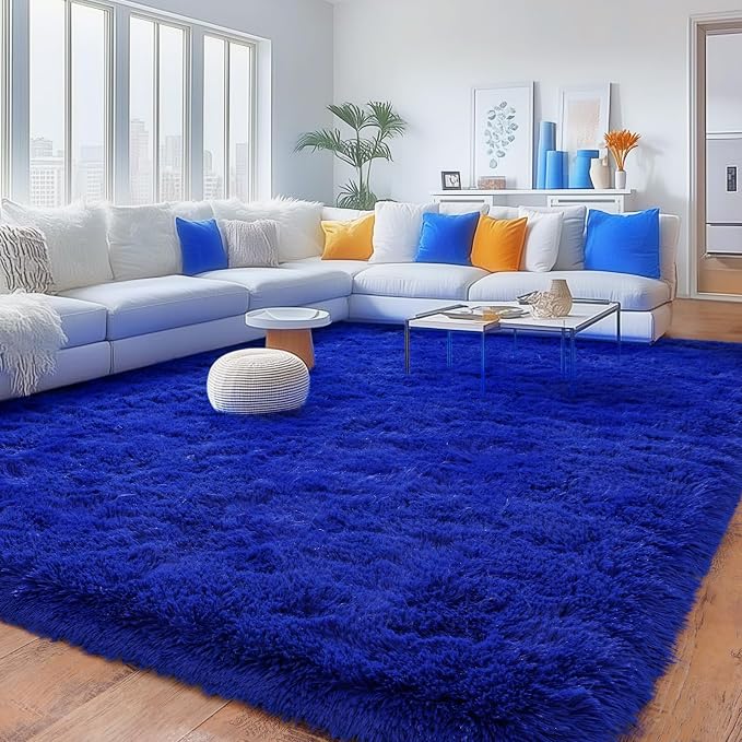 Rugs for Bedroom 4x6, Soft Shaggy Modern Shag Area Rug for Living Room, Upgrade Non-Slip Plush Fluffy Carpet for Kids Boys Girls Room Home Decor Aesthetic, Royal Blue