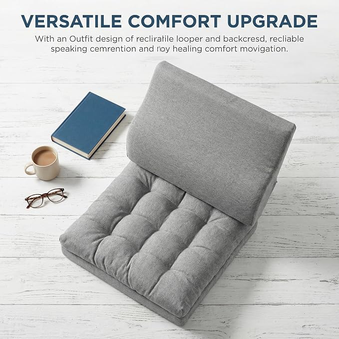 baibu Memory Foam Recliner Cushions with Lumbar Support Pillow for Elderly, 20x20x5 Inch Thick Dual-Layer Patent Design Non-Slip Recliner Seat Cushion for Reduce Hip & Lumbar Pain, Grey