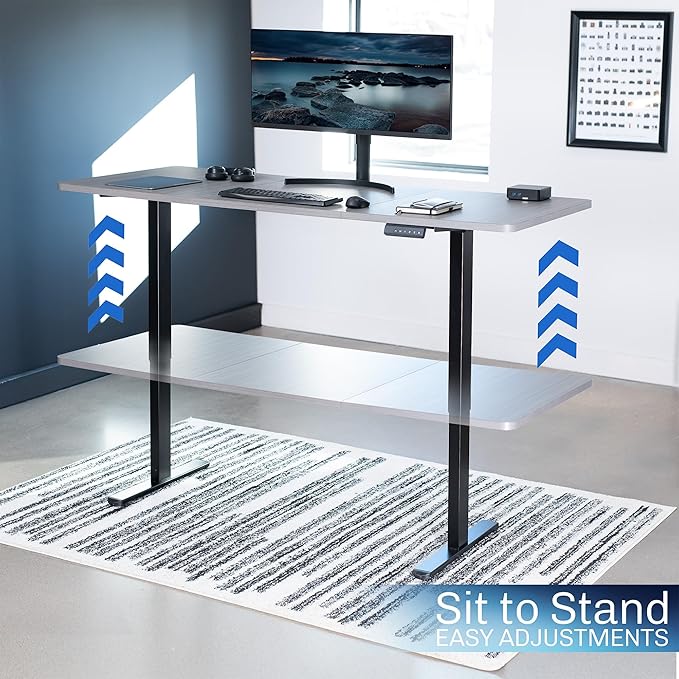 VIVO Electric Dual Motor Standing Desk Frame for 41 to 81 inch Table Tops, Frame Only, Ergonomic Standing Height Adjustable Base with Push Button Memory Controller, Black, DESK-V122EB