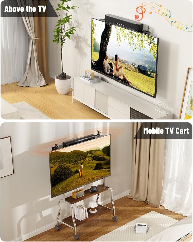 Soundbar Mount, No Drilling Steel TV Top Shelf with Storage Boxes, Sound bar Mount up to 15 lbs, Universal Sound Bar TV Mount Bracket, Soundbar Mount Above TVs Compatible with Samsung, Sony (33.8")
