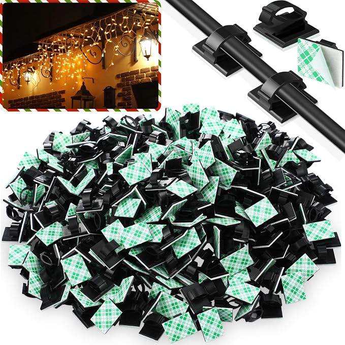 Eboot 100 Pieces Adhesive Cable Wire Clips Strong Cord Clips Wire Holders Cable Cord Management Straps Clamps Tie Holder for the Wall, Under Desk, Car, Office and Home