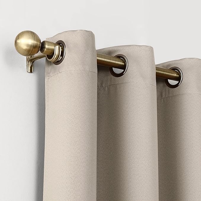 Sun Zero Nordic Theater Grade Extreme 100% Blackout Grommet Curtain Single Panel, 52" x 63", Stone