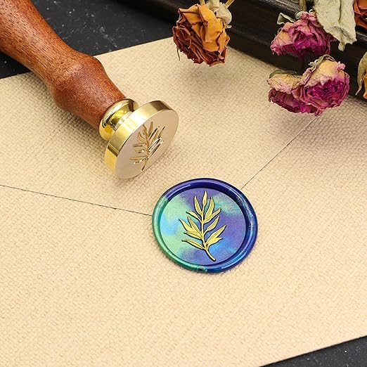 SWANGSA Wax Seal Kit, Olive Branch Wax Seal Stamp with 200pcs Sealing Beads, Great for Embellishment of Wedding Invitations, Packages, Gift Wraps