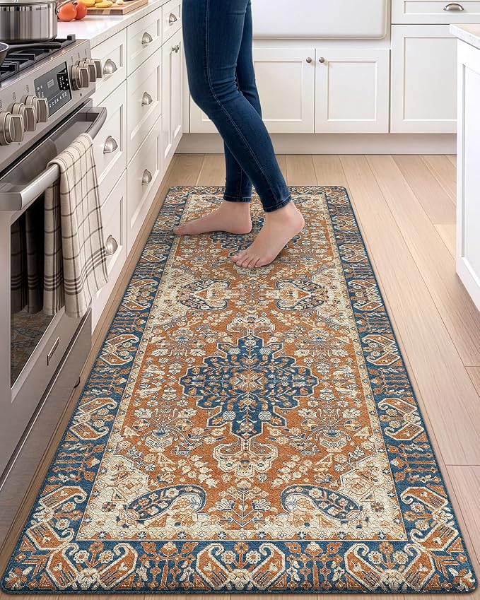 DEXI Kitchen Mats for Floor Cushioned, 23x59 Runner Rug Non Slip, Waterproof Soft Comfort Standing Padded Anti Fatigue Decorative, Beige Brown