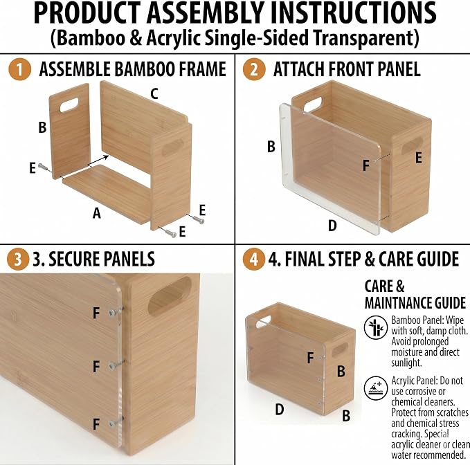 2 Pack Premium Thickened Bamboo Desktop Hanging File Organizer - Heavy Duty Portable Desk File Box with Handles, Sturdy Storage Crate for Letter Size Documents & Home Office