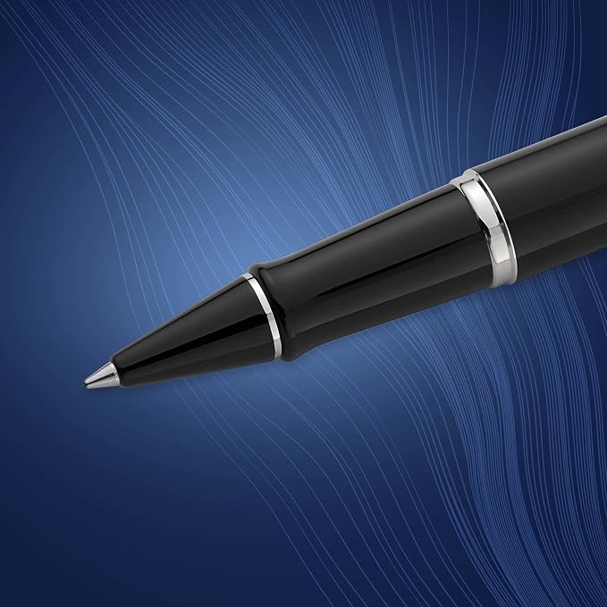 Waterman Expert RollerBall Pen Gloss Black with Chrome Trim Fine Point Black Ink Gift Box